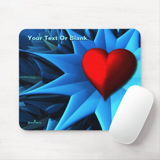 Fraktal Blue Heart Blume Mousepad (Mit Mouse)