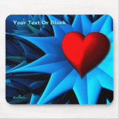 Fraktal Blue Heart Blume Mousepad (Vorne)