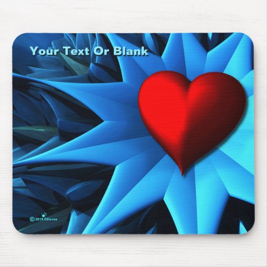 Fraktal Blue Heart Blume Mousepad (Vorne)