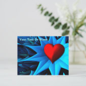 Fraktal Blue Heart Blume Postkarte (Stehend Vorderseite)