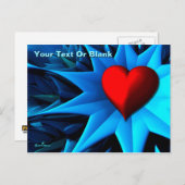 Fraktal Blue Heart Blume Postkarte (Vorne/Hinten)