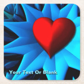Fraktal Blue Heart Blume Rechteckiger Pappuntersetzer (Vorderseite)