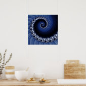 Fraktal Blue Spiral Poster (Küche)