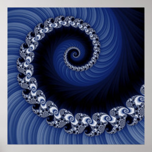 Fraktal Blue Spiral Poster