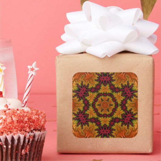 Fraktal blühen im Herbst Quadratischer Aufkleber (Party)