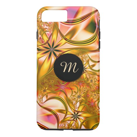 Fraktal-blühendes Goldmonogramm Case-Mate iPhone Hülle (Rückseite)