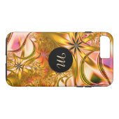 Fraktal-blühendes Goldmonogramm Case-Mate iPhone Hülle (Rückseite (Horizontal))