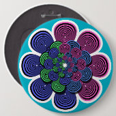 Fraktal Blume Button (Vorne & Hinten)