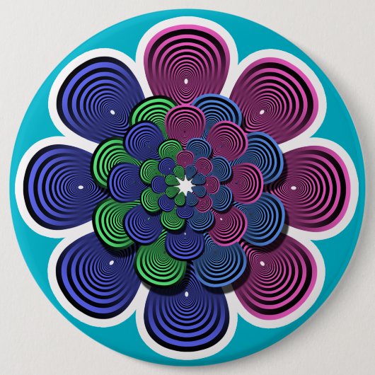 Fraktal Blume Button (Vorderseite)