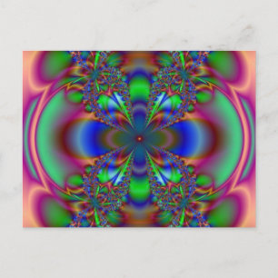 Fraktal-Blume in mehreren Farben Postkarte
