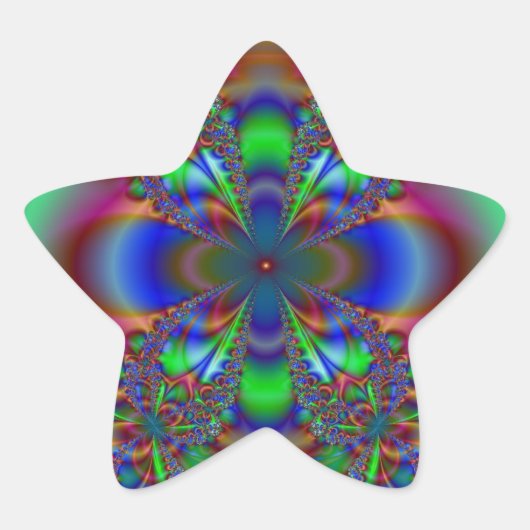 Fraktal-Blume in mehreren Farben Stern-Aufkleber (Vorderseite)