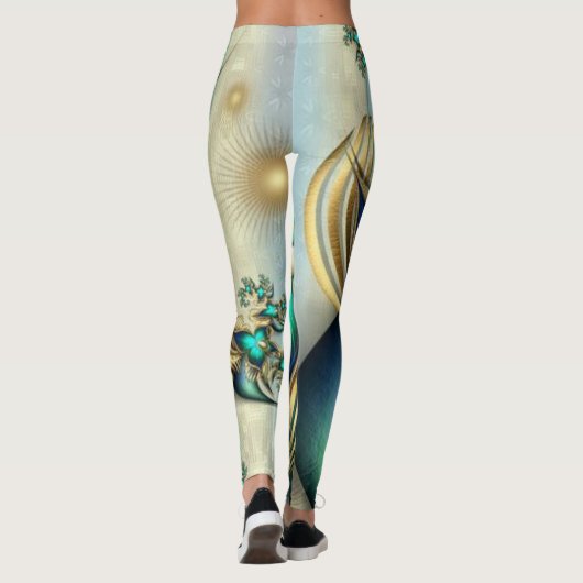 "Fraktal Blume Power" Leggings (Rückseite)
