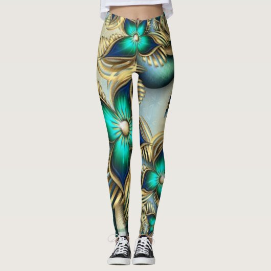 "Fraktal Blume Power" Leggings (Vorderseite)