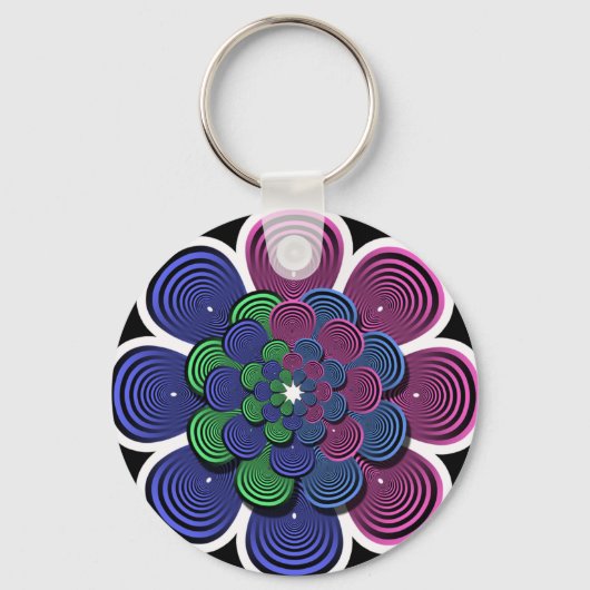 Fraktal Blume Schlüsselanhänger (Vorderseite)