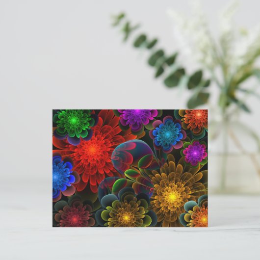 Fraktal Bouquet Postkarte (Stehend Vorderseite)