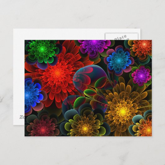 Fraktal Bouquet Postkarte (Vorne/Hinten)