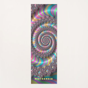 Fraktal Bright Rainbow Nautilus Swirl Yogamatte