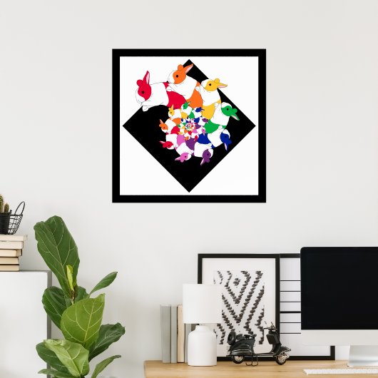 Fraktal Bunnies Square Poster (Heimbüro)