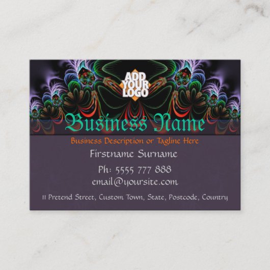 Fraktal Butterfly Art mit Logo Big Business Card Visitenkarte (Vorderseite)