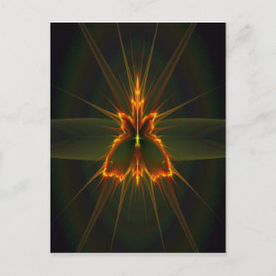 Fraktal Butterfly auf der schwarzen Hintergrundepo Postkarte