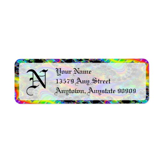 Fraktal C~05 Monogramm-Rücksendeadressen-Aufkleber (Vorne)