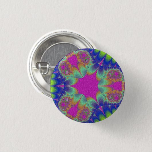 Fraktal Cactus Bloom Button (Vorne & Hinten)