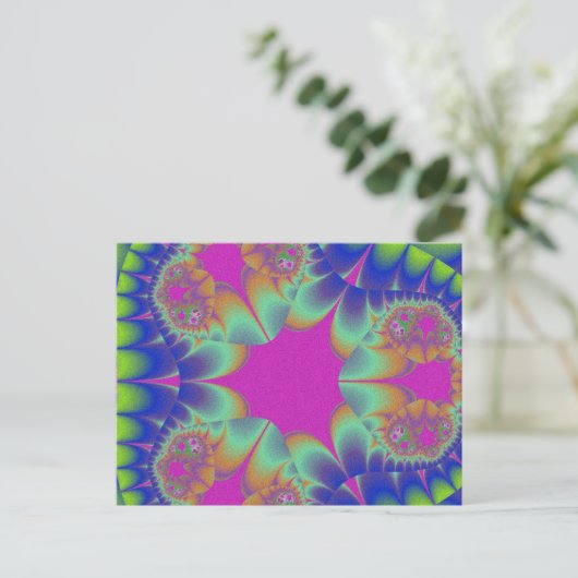 Fraktal Cactus Bloom Postkarte (Stehend Vorderseite)