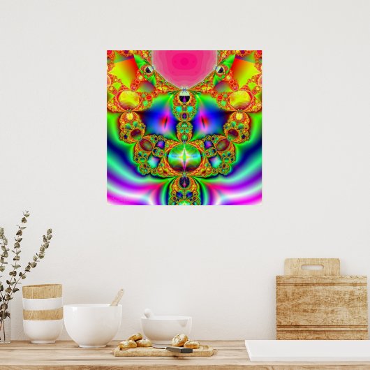 Fraktal-Cartoon-Zeichen Poster (Küche)