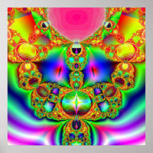 Fraktal-Cartoon-Zeichen Poster