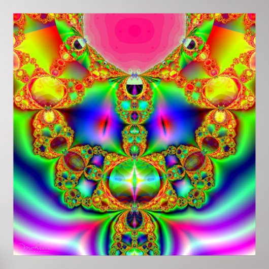 Fraktal-Cartoon-Zeichen Poster (Vorne)