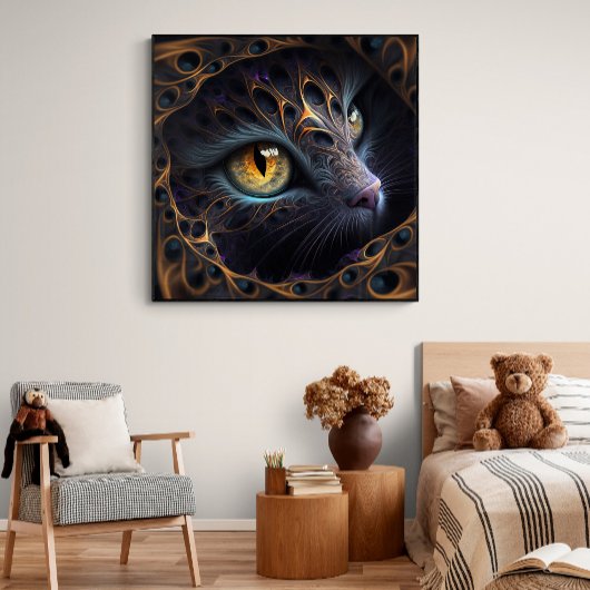 Fraktal Cat Face in Black and Vibrangs Colors Poster