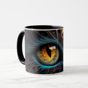 Fraktal Cat Face in Black and Vibrangs Colors Tasse