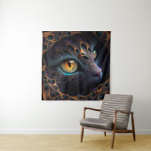 Fraktal Cat Face in Black and Vibrangs Colors Wandteppich (Beispiel)