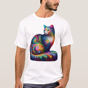 Fraktal Cat - Psychedelic Feline Art T-Shirt