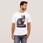 Fraktal Cat - Psychedelic Feline Art T-Shirt (Vorne ganz)