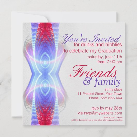 Fraktal Champagne Dreams Abschluss Einladung (Rückseite)