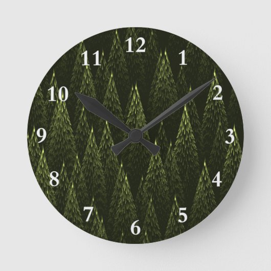 Fraktal Conifer Forest Runde Wanduhr (Vorderseite)