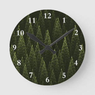 Fraktal Conifer Forest Runde Wanduhr