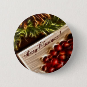 Fraktal Cranberry Weihnachten mit anpassbarem Text Button