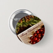 Fraktal Cranberry Weihnachten mit anpassbarem Text Button (Vorne & Hinten)