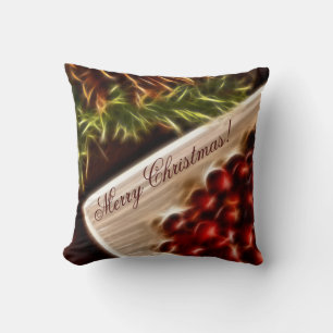 Fraktal Cranberry Weihnachten mit anpassbarem Text Kissen