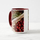 Fraktal Cranberry Weihnachten mit anpassbarem Text Tasse (Vorderseite Links)