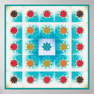 Fraktal Daisies Pattern Poster