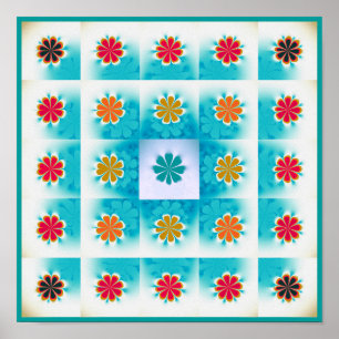 Fraktal Daisies Pattern Poster