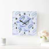 Fraktal - Delphin Quadratische Wanduhr (Zuhause)