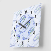 Fraktal - Delphin Quadratische Wanduhr (Winkel)