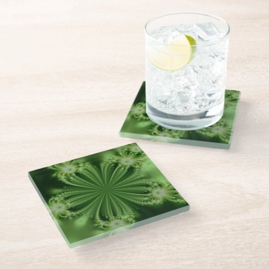 Fraktal der grünen Blume Untersetzer (Schrägansicht)