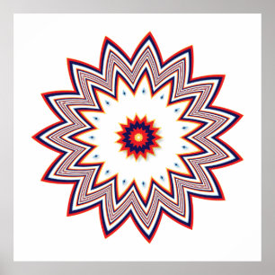 Fraktal der roten Blume Poster