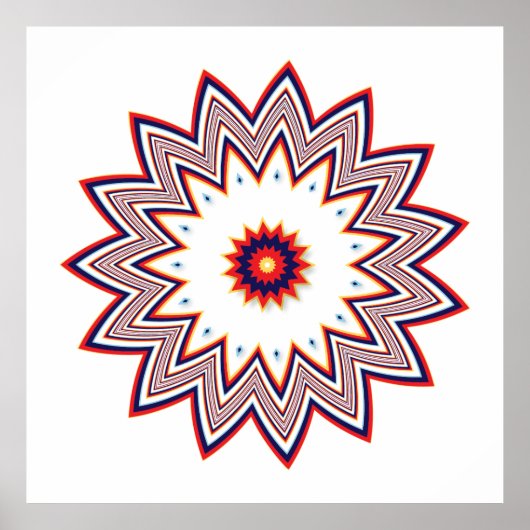 Fraktal der roten Blume Poster (Vorne)