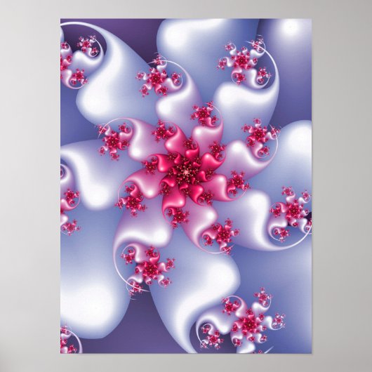 Fraktal der weißen Blume Poster (Vorne)